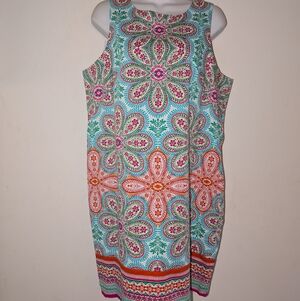 LONDON TIMES Woman's Sleeveless Floral Shift Dress - Size 14